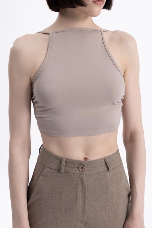 Bayan Bej Sırt Bağlamalı Body - BSL