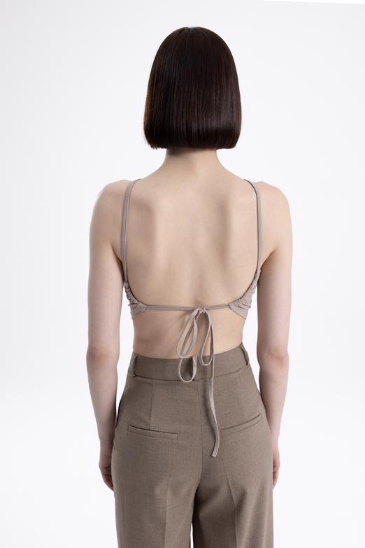 Bayan Bej Sırt Bağlamalı Body - BSL