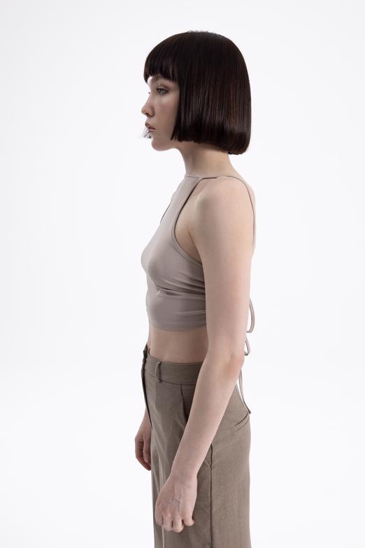 Bayan Bej Sırt Bağlamalı Body - BSL