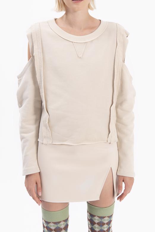 Bayan Bej Kol Pencereli Sweatshırt - BSL