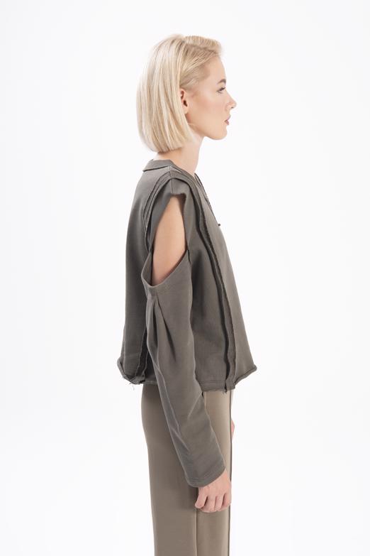 Bayan Haki Kol Pencereli Sweatshırt - BSL