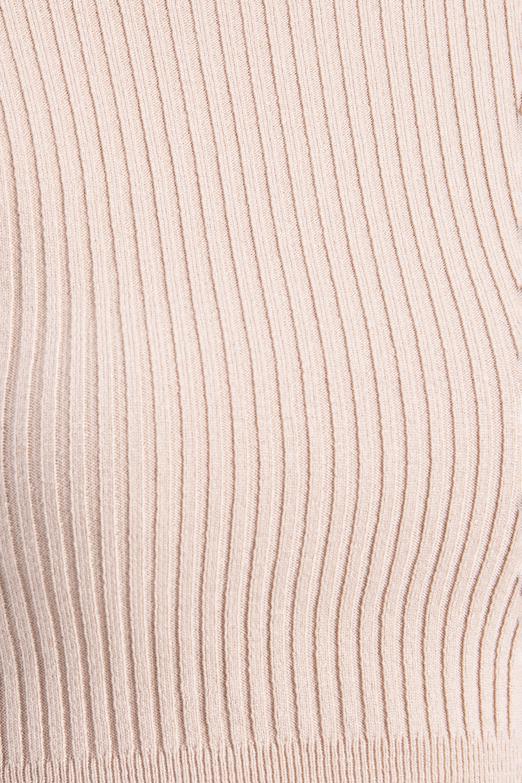 Bayan Bej Sırt Çapraz Bağlamalı Crop Triko Top - BSL