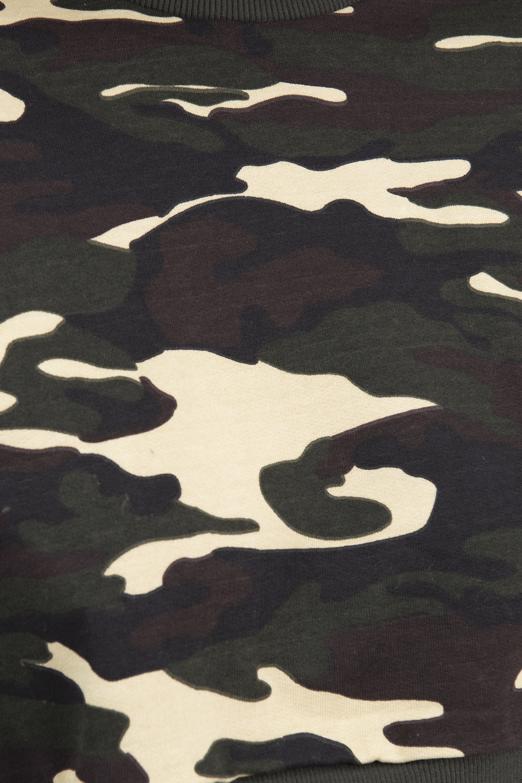 Bayan Haki Kamuflaj Basic Sweatshırt - BSL