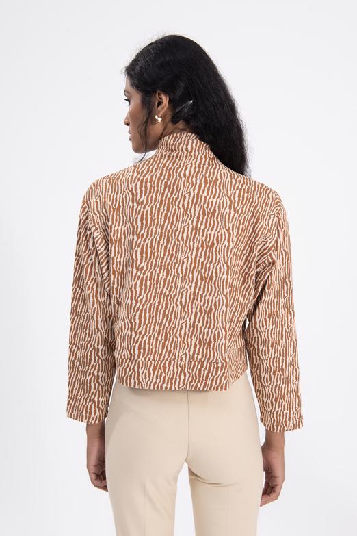 Bayan Kahverengi Dik Yakalı Sweatshırt - BSL