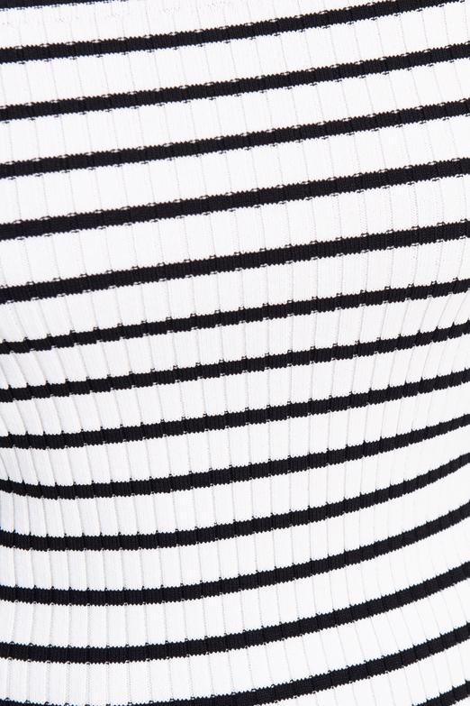 Bayan Ekru Carmen Yaka Çizgili Crop Top - BSL