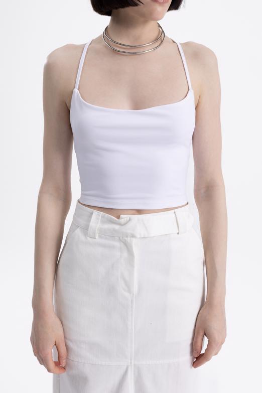 Bayan Beyaz Sırt Bağlamalı Askılı Body - BSL