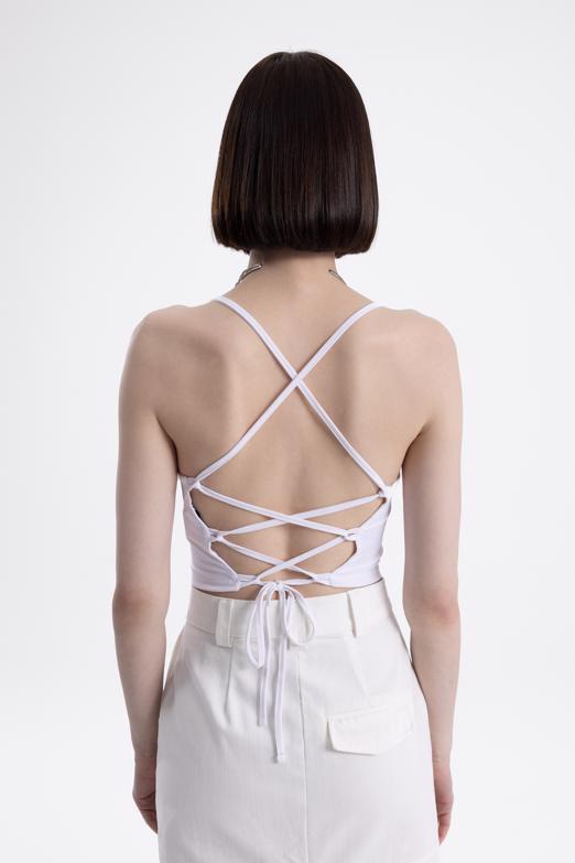 Bayan Beyaz Sırt Bağlamalı Askılı Body - BSL