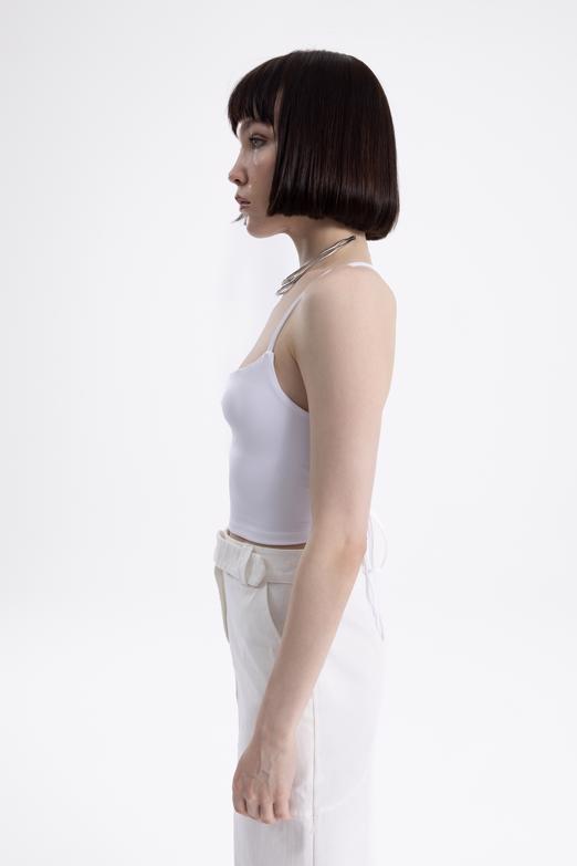 Bayan Beyaz Sırt Bağlamalı Askılı Body - BSL