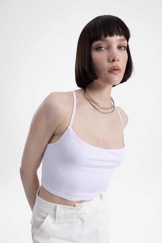 Bayan Beyaz Sırt Bağlamalı Askılı Body - BSL