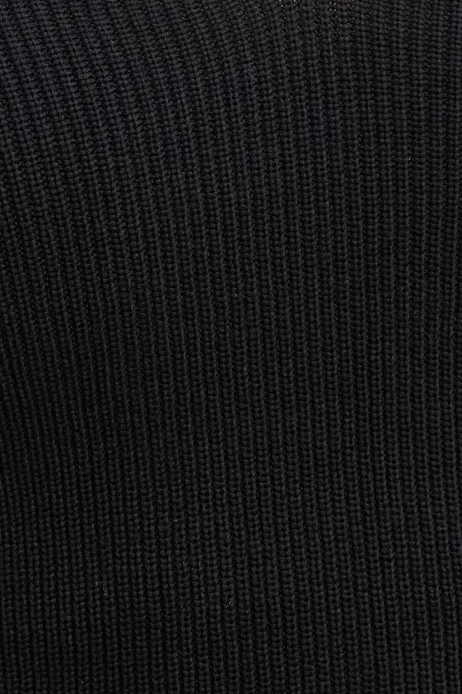 Bayan Siyah Triko Carmen Yaka Crop Top - BSL