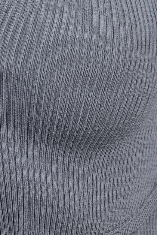 Bayan Gri Yakalı Crop Top - BSL