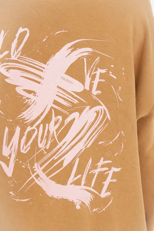 Bayan Hardal Baskı Detaylı Basıc Sweatshirt - BSL