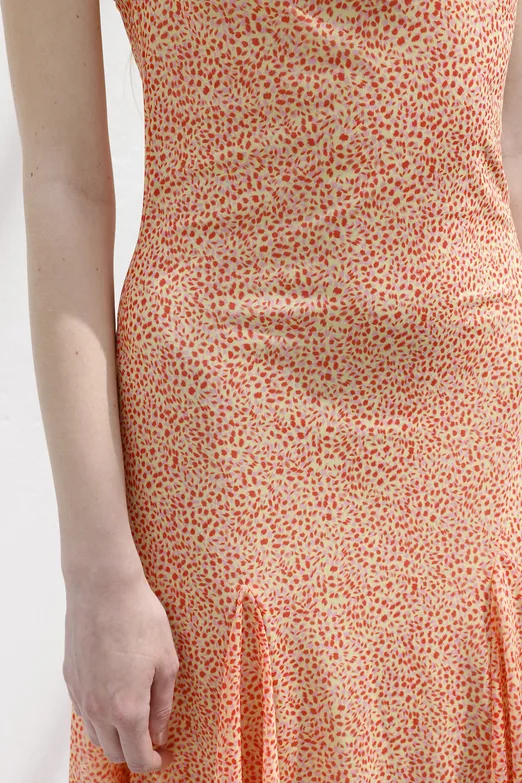 Bayan Somon Asimetrik Etek Detaylı Midi Elbise - BSL