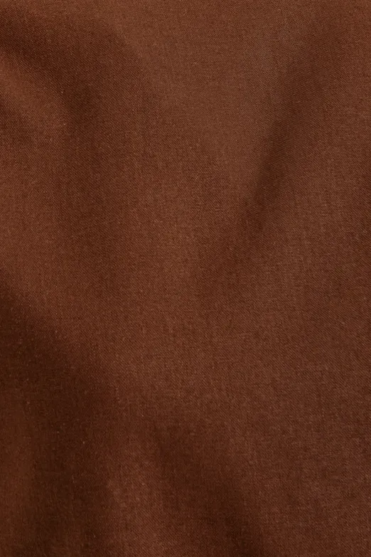 Bayan Kahverengi Drapeli Keten Karışımı Bluz - BSL