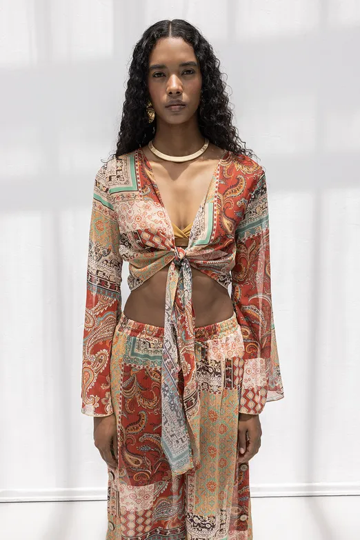 Bayan Multı İspanyol Kollu Bağlamalı Bluz - BSL