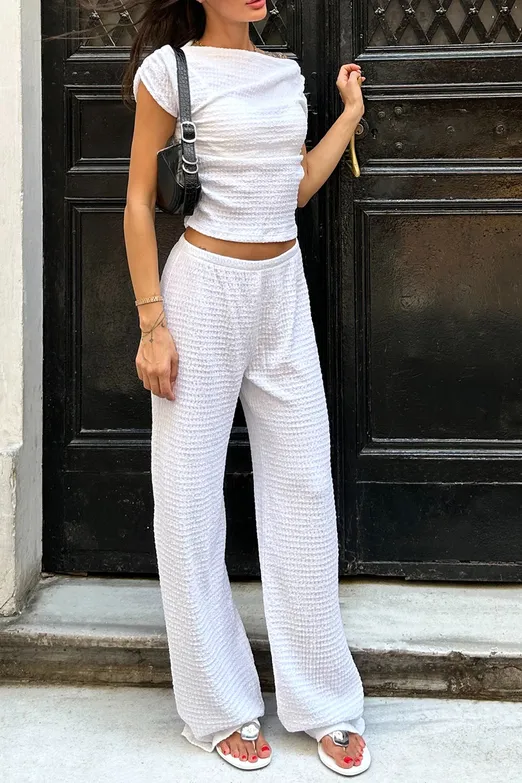 Bayan Beyaz Dokulu Carmen Yaka Bluz - BSL