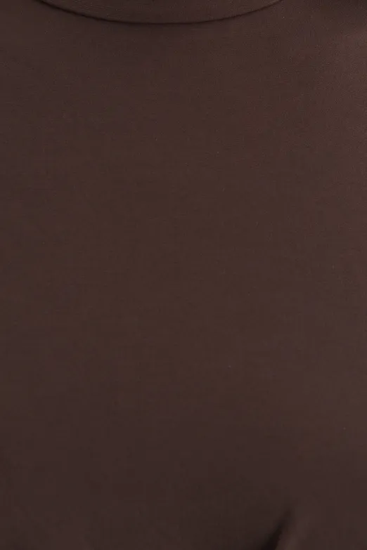 Bayan Kahverengi Toka Detaylı Midi Elbise - BSL